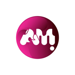 Letter A M Logo. A M Letter Design Vector with Dots. purple Circle. Design Template Element. Design Vector Illustration