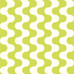Seamless pattern with wavy stripes in retro style. Bright colored vector background. Vintage print in hippie aesthetic, 60s, 70s groovy style