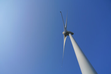 Wind power generator with blue sky background. 풍력발전기, 풍력, 터빈, 블레이드,...