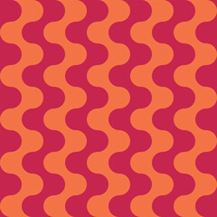 Seamless pattern with wavy stripes in retro style. Bright colored vector background. Vintage print in hippie aesthetic, 60s, 70s groovy style