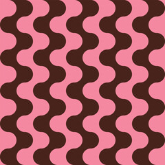 Seamless pattern with wavy stripes in retro style. Bright colored vector background. Vintage print in hippie aesthetic, 60s, 70s groovy style