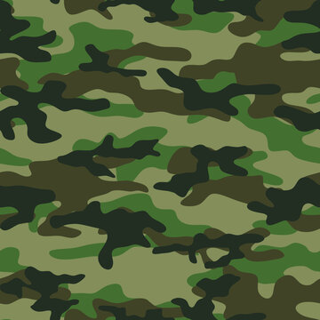 The classic camouflage is seamless. Vector. Cloth.