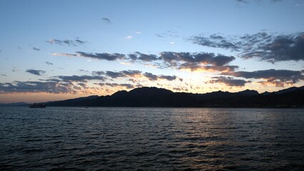 Beautiful sea view and mountains at early morning