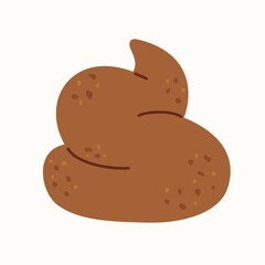 Funny cartoon heap shit. Cute brown dog poop isolated on white background. Vector illustration in modern, contemporary hand drawn doodle flat design with line art.