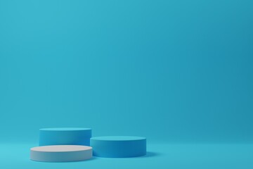 3d render white and blue podium scene background