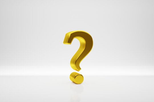 golden 3d question mark symbol, conceptual image for business, cgi
