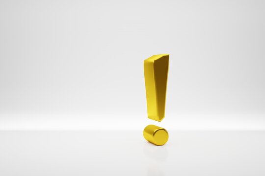 golden exclamation mark symbol, conceptual image for business, cgi
