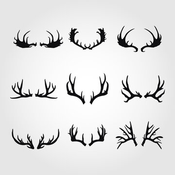 set of deer antlers icon. vector set
