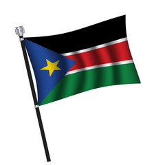 South Sudan flag background with cloth texture. South Sudan Flag vector illustration eps10.