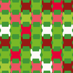 Obraz premium Orange red and green fantasy figures seamless repeat pattern print background.