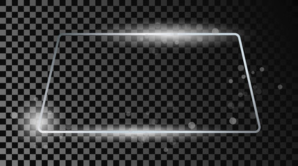 Silver glowing rounded trapezoid shape frame with sparkles