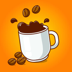 Coffee cup with beans