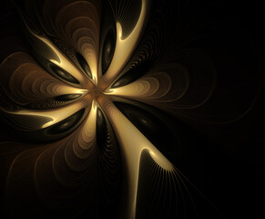Abstract fractal golden brown pattern on black background