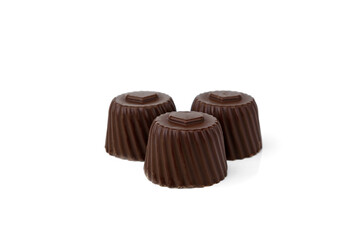 Chocolate candies isolated on white background.