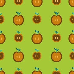 Fantasy vintage half apples with blue leafs vector seamless repeat pattern print