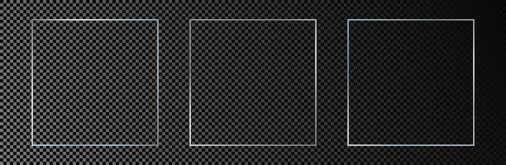 Silver glowing square frame