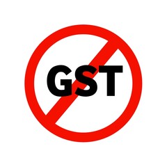 Stop GST sign isolated on white background