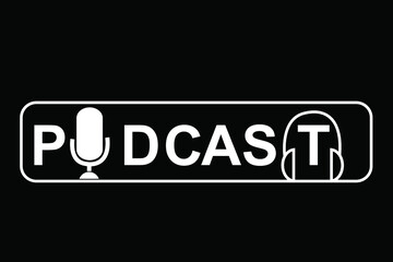 Podcast asset illustration text with mic 