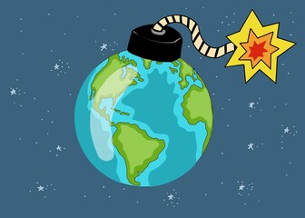 Fototapeta premium Il nostro pianeta terra è una bomba ad orologeria a causa dell'inquinamento dell'uomo