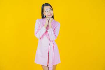 Portrait beautiful young asian woman smile with action