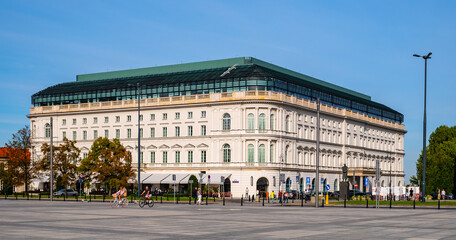 Raffles Europejski Warszawa hotel at Krakowskie Przedmiescie street and Pilsudski square in Old...
