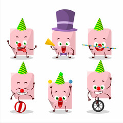 Cartoon character of pink sticky note with various circus shows