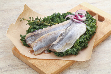 Marinated Herring fillet with onion