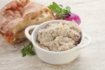 Jewish traditional cuisine herring mousse Forsmak