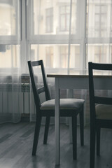 chair at the table, furniture, kitchen set.