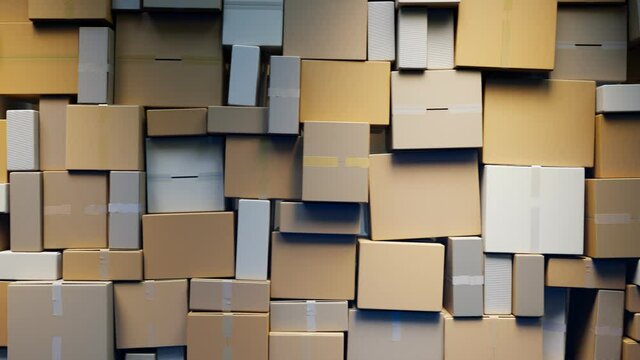 Huge pile cardboard delivery boxes. Stack of carton boxes. Parcels. Shipping.
