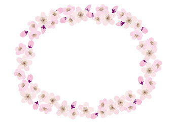 桜の花のオーバル型フレーム　楕円形