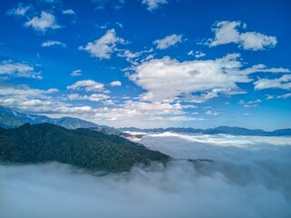 sea of clouds on the top of mountain