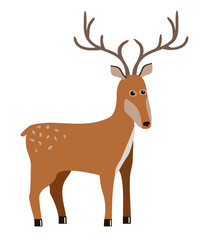 Forest deer. European fallow deer. Cartoon design vector icon symbol illustration
