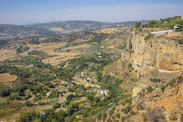 Fototapeta na wymiar The eastern countryside of Ronda seen from the south bank of the Guadalquivin river