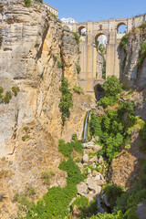The Guadalevin gorge with the Puente Nuevo or New Bridge, seen from the south bank of the river