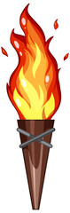 Torch flame in cartoon isolated