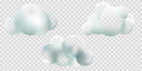 3d cartoon cloud vectors isolated on transparency background.