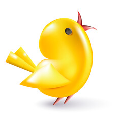 3d illustration of cute yellow bird. Animal characters isolated on white background
 background.