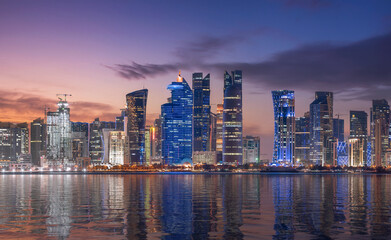 Doha, Qatar - January 11, 2022: New angle of Doha Skyline from Box Park