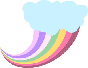 雲と遠近感のある七色の虹のイラスト 同性愛 ファンタジー