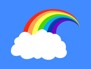 雲と遠近感のある七色の虹のイラスト 同性愛 ファンタジー