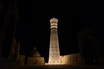 Kalyan Minaret in Bukhara at night. Uzbekistan