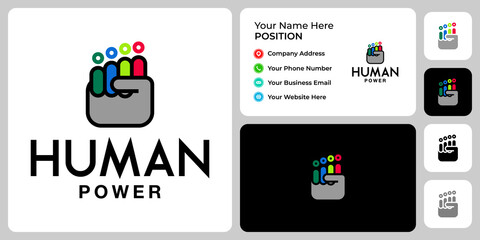 People power logo design with business card template.