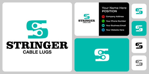 Letter S monogram cable lugs logo design with business card template.
