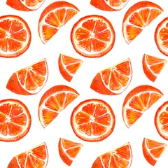 Foto auf Acrylglas Aquarell Musterdesign Illustration orange, Freihandzeichnung klassische Zeichnung, naturnah auf weißem Hintergrund. © Aliaksandr