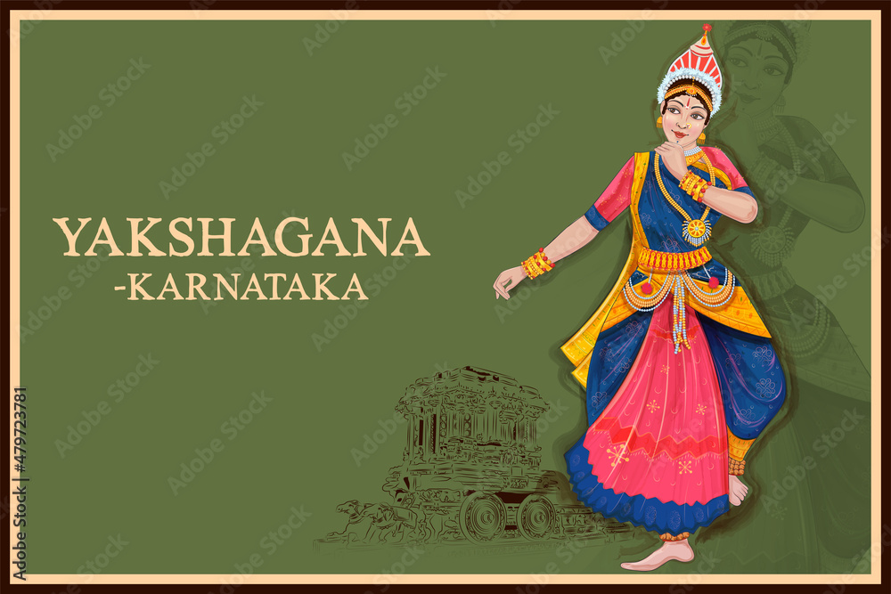 Wall mural woman performing Yakshagana dance traditional folk dance of Karnataka, India