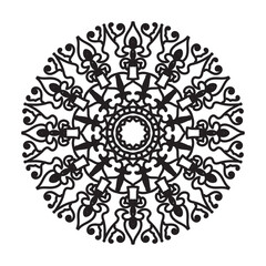 Circular pattern in form of mandala for Henna, Mehndi, tattoo, decoration. Decorative ornament in ethnic oriental style. Coloring book page.