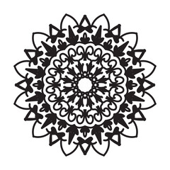 Circular pattern in form of mandala for Henna, Mehndi, tattoo, decoration. Decorative ornament in ethnic oriental style. Coloring book page.