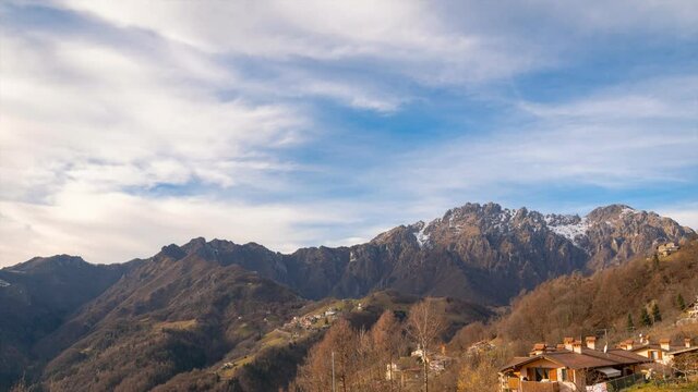 Beautiful timelapse of the Seriana valley and its mountains, Orobie Alps, Bergamo, Italy