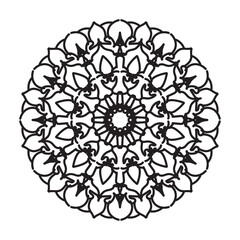 Circular pattern in form of mandala for Henna, Mehndi, tattoo, decoration. Decorative ornament in ethnic oriental style. Coloring book page.
